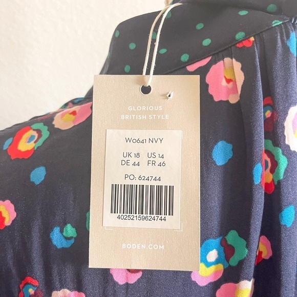 Boden Grace Floral Neck Tie Blouse | Size 14 - Picture 12 of 16